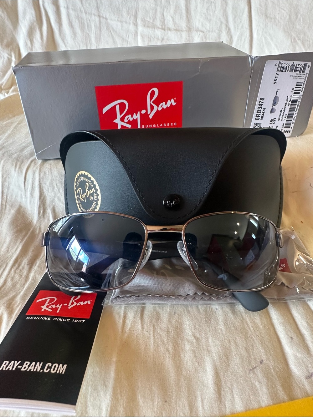 Ray-Ban RB3478 004/78 Polarized Sunglasses Gunmetal Blue Grey 60mm